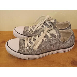 Converse Chuck Taylor All Star Low Platform Shoes Women's Size 8 Silver Glitter